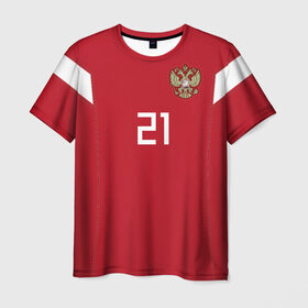 Мужская футболка 3D с принтом Ерохин ЧМ 2018 в Тюмени, 100% полиэфир | прямой крой, круглый вырез горловины, длина до линии бедер | 21 | erokhin | ерохин | зенит | мира | россии | россия | сборная | форма | чемпионат