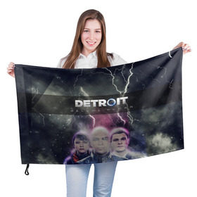 Флаг 3D с принтом Detroit become human в Тюмени, 100% полиэстер | плотность ткани — 95 г/м2, размер — 67 х 109 см. Принт наносится с одной стороны | dbh | detroit | gamer