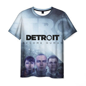 Мужская футболка 3D с принтом Detroit become human в Тюмени, 100% полиэфир | прямой крой, круглый вырез горловины, длина до линии бедер | dbh | detroit | gamer
