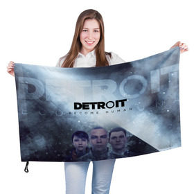 Флаг 3D с принтом Detroit become human в Тюмени, 100% полиэстер | плотность ткани — 95 г/м2, размер — 67 х 109 см. Принт наносится с одной стороны | dbh | detroit | gamer