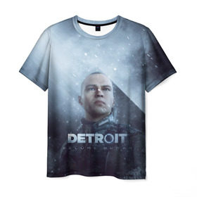 Мужская футболка 3D с принтом Detroit become human в Тюмени, 100% полиэфир | прямой крой, круглый вырез горловины, длина до линии бедер | Тематика изображения на принте: dbh | detroit | gamer