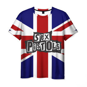 Мужская футболка 3D с принтом Sex Pistols в Тюмени, 100% полиэфир | прямой крой, круглый вырез горловины, длина до линии бедер | Тематика изображения на принте: англия | британия | панк | флаг