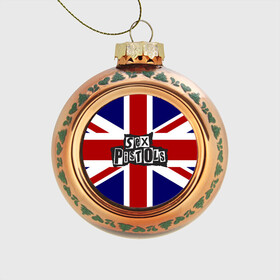 Стеклянный ёлочный шар с принтом Sex Pistols в Тюмени, Стекло | Диаметр: 80 мм | англия | британия | панк | флаг