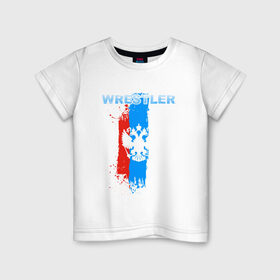 Детская футболка хлопок с принтом Борец в Тюмени, 100% хлопок | круглый вырез горловины, полуприлегающий силуэт, длина до линии бедер | борец | борьба | россия | рф
