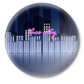 Значок с принтом Vice city в Тюмени,  металл | круглая форма, металлическая застежка в виде булавки | game | grand theft auto | gta | vice city | игромания | игры