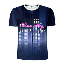 Мужская футболка 3D спортивная с принтом Vice city в Тюмени, 100% полиэстер с улучшенными характеристиками | приталенный силуэт, круглая горловина, широкие плечи, сужается к линии бедра | game | grand theft auto | gta | vice city | игромания | игры