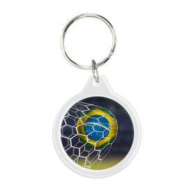 Брелок круглый с принтом Brazil в Тюмени, пластик и полированная сталь | круглая форма, металлическое крепление в виде кольца | Тематика изображения на принте: 
