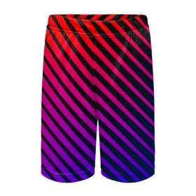 Детские спортивные шорты 3D с принтом Градиентные линии в Тюмени,  100% полиэстер
 | пояс оформлен широкой мягкой резинкой, ткань тянется
 | абстракция | градиент | красный | линии | полосы | синий | темный | цвет