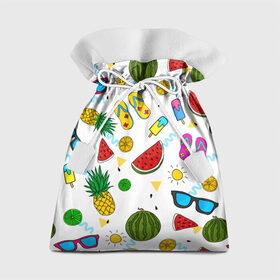 Подарочный 3D мешок с принтом Летняя в Тюмени, 100% полиэстер | Размер: 29*39 см | hot | lemon | summer | sun | ананас | арбуз | жара | курорт | лайм | лето | лимон | море | мороженое | отдых | очки | пляж | солнце