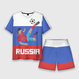 Мужской костюм с шортами 3D с принтом Футбол Россия в Тюмени,  |  | мяч | триколор | флаг | футболист