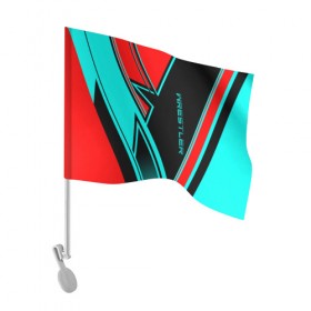 Флаг для автомобиля с принтом Wrestler в Тюмени, 100% полиэстер | Размер: 30*21 см | борец | борьба | геомертия | полосы | яркий