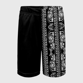 Детские спортивные шорты 3D с принтом Узор на чёрном в Тюмени,  100% полиэстер
 | пояс оформлен широкой мягкой резинкой, ткань тянется
 | бандана | кружево | татуировка | узор | узоры