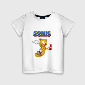 Детская футболка хлопок с принтом Sonic в Тюмени, 100% хлопок | круглый вырез горловины, полуприлегающий силуэт, длина до линии бедер | hedgehog | knuckles | sega | sonic | super | tails | ёжик | ехидна | лисенок | лисица | наклз | сега | соник | супер | суперёжик | тэилз | тэилс
