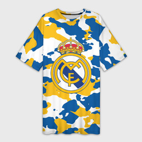 Платье-футболка 3D с принтом Real Madrid в Тюмени,  |  | football | logo | real madrid | spain | sport | арт | испания | камуфляж | лига | лого | милитари | реал | спорт | текстура | фк | футбол | футбольный клуб | эмблема