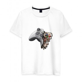 Мужская футболка хлопок с принтом joystick в Тюмени, 100% хлопок | прямой крой, круглый вырез горловины, длина до линии бедер, слегка спущенное плечо. | 