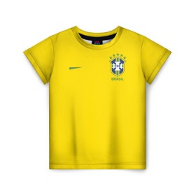 Детская футболка 3D с принтом Сборная Бразилии в Тюмени, 100% гипоаллергенный полиэфир | прямой крой, круглый вырез горловины, длина до линии бедер, чуть спущенное плечо, ткань немного тянется | brasil | brazilian | footbal | national | soccer | time | бразилии | бразилия | национальная | по | сборная | футбол | футболу