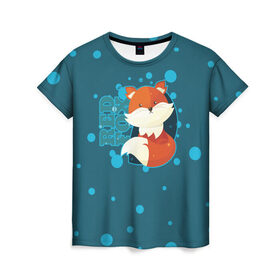 Женская футболка 3D с принтом Red fox в Тюмени, 100% полиэфир ( синтетическое хлопкоподобное полотно) | прямой крой, круглый вырез горловины, длина до линии бедер | зверь | красный | легенда | лис | лиса | милые | миф | радуга | символ | сказка | существо | яркие