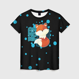 Женская футболка 3D с принтом Пушистая лиса в Тюмени, 100% полиэфир ( синтетическое хлопкоподобное полотно) | прямой крой, круглый вырез горловины, длина до линии бедер | зверь | красный | легенда | лис | лиса | милые | миф | радуга | символ | сказка | существо | яркие
