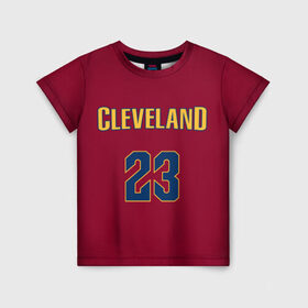 Детская футболка 3D с принтом Cleveland Cavaliers форма LeBron James в Тюмени, 100% гипоаллергенный полиэфир | прямой крой, круглый вырез горловины, длина до линии бедер, чуть спущенное плечо, ткань немного тянется | 