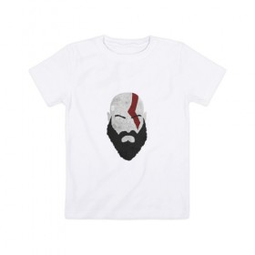 Детская футболка хлопок с принтом Кратос в Тюмени, 100% хлопок | круглый вырез горловины, полуприлегающий силуэт, длина до линии бедер | 