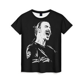 Женская футболка 3D с принтом Zlatan Ibrahimovic в Тюмени, 100% полиэфир ( синтетическое хлопкоподобное полотно) | прямой крой, круглый вырез горловины, длина до линии бедер | football | златан ибрагимович | игрок | сборная швеции | футбол | футболист