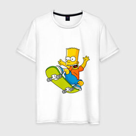Мужская футболка хлопок с принтом Bart Simpson в Тюмени, 100% хлопок | прямой крой, круглый вырез горловины, длина до линии бедер, слегка спущенное плечо. | bart | family | homer | lisa | school | simpsons | springfield | анимация | барт | гомер | желтый | комедия | лентяй | лиза | мардж | мульт | мультфильм | мэгги | отец | пончик | ребенок | родители | семья | сериал | симпсоны | смех