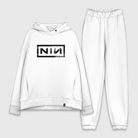 Женский костюм хлопок Oversize с принтом NIN в Тюмени,  |  | nin | nine inch nails | niи | аттикус росс | группа | девятидюймовые гвозди | дэнс | индастриал | инцч | инч | ич | метал | наин | най | найн | найн инч нэйлз | нин | нине | нэйлз | рок | трент резнор