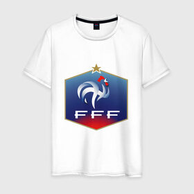 Мужская футболка хлопок с принтом Сборная Франции в Тюмени, 100% хлопок | прямой крой, круглый вырез горловины, длина до линии бедер, слегка спущенное плечо. | 