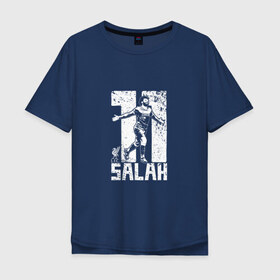 Мужская футболка хлопок Oversize с принтом Салах в Тюмени, 100% хлопок | свободный крой, круглый ворот, “спинка” длиннее передней части | salah | ливерпуль | лига чемпионов | салах | чемпионат