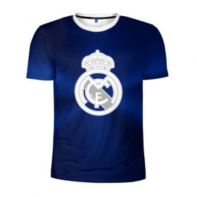 Мужская футболка 3D спортивная с принтом Real Madrid в Тюмени, 100% полиэстер с улучшенными характеристиками | приталенный силуэт, круглая горловина, широкие плечи, сужается к линии бедра | football | logo | real madrid | spain | sport | арт | испания | лига | лого | реал | спорт | текстура | фк | футбол | футбольный клуб | эмблема