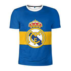Мужская футболка 3D спортивная с принтом Реал Мадрид в Тюмени, 100% полиэстер с улучшенными характеристиками | приталенный силуэт, круглая горловина, широкие плечи, сужается к линии бедра | football | logo | real madrid | spain | sport | арт | испания | лига | лого | реал | спорт | текстура | фк | футбол | футбольный клуб | эмблема