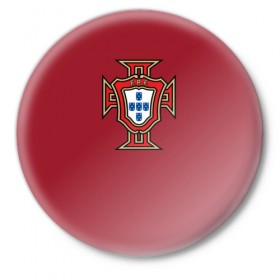 Значок с принтом Сборная Португалии в Тюмени,  металл | круглая форма, металлическая застежка в виде булавки | Тематика изображения на принте: 