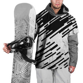 Накидка на куртку 3D с принтом HEXAGON - Black and White в Тюмени, 100% полиэстер |  | 
