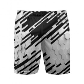 Мужские шорты 3D спортивные с принтом HEXAGON - Black and White в Тюмени,  |  | 