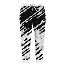 Женские брюки 3D с принтом HEXAGON - Black and White в Тюмени, полиэстер 100% | прямой крой, два кармана без застежек по бокам, с мягкой трикотажной резинкой на поясе и по низу штанин. В поясе для дополнительного комфорта — широкие завязки | 