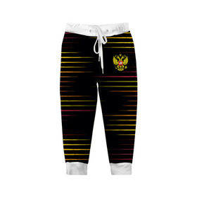 Детские брюки 3D с принтом RUSSIA - Multi-colored stripes в Тюмени, 100% полиэстер | манжеты по низу, эластичный пояс регулируется шнурком, по бокам два кармана без застежек, внутренняя часть кармана из мелкой сетки | 