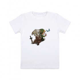 Детская футболка хлопок с принтом Skyim-Legend of Zelda в Тюмени, 100% хлопок | круглый вырез горловины, полуприлегающий силуэт, длина до линии бедер | legend of zelda | довакин | зельда | линк | скайрим