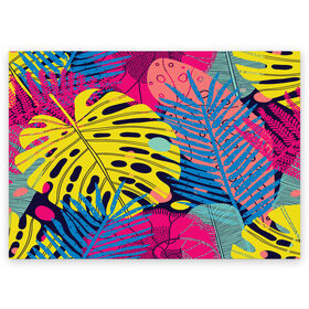 Поздравительная открытка с принтом Тропики fashion в Тюмени, 100% бумага | плотность бумаги 280 г/м2, матовая, на обратной стороне линовка и место для марки
 | fashion | leaf | листья | мода | море | отдых | природа | тропики