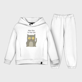 Детский костюм хлопок Oversize с принтом More Sun In Your Life в Тюмени,  |  | cat | lemon | summer | кот | котэ | кошка | лето | лимон | солнце | сочный