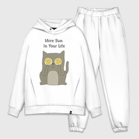 Мужской костюм хлопок OVERSIZE с принтом More Sun In Your Life в Тюмени,  |  | cat | lemon | summer | кот | котэ | кошка | лето | лимон | солнце | сочный