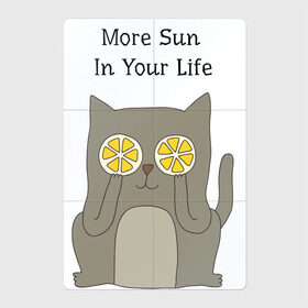 Магнитный плакат 2Х3 с принтом More Sun In Your Life в Тюмени, Полимерный материал с магнитным слоем | 6 деталей размером 9*9 см | Тематика изображения на принте: cat | lemon | summer | кот | котэ | кошка | лето | лимон | солнце | сочный