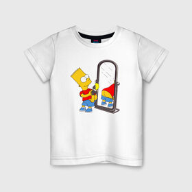 Детская футболка хлопок с принтом Bart Simpson в Тюмени, 100% хлопок | круглый вырез горловины, полуприлегающий силуэт, длина до линии бедер | bart simpson | арт | барт симпсон | зеркало | мультсериал | симпсоны | фотоаппарат