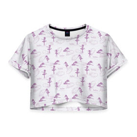 Женская футболка Cropp-top с принтом Балерина в Тюмени, 100% полиэстер | круглая горловина, длина футболки до линии талии, рукава с отворотами | балерина | балет