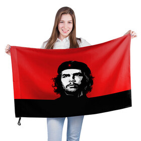 Флаг 3D с принтом Che Guevara в Тюмени, 100% полиэстер | плотность ткани — 95 г/м2, размер — 67 х 109 см. Принт наносится с одной стороны | 