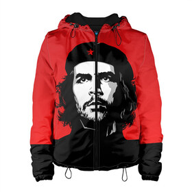Женская куртка 3D с принтом Che Guevara в Тюмени, ткань верха — 100% полиэстер, подклад — флис | прямой крой, подол и капюшон оформлены резинкой с фиксаторами, два кармана без застежек по бокам, один большой потайной карман на груди. Карман на груди застегивается на липучку | 