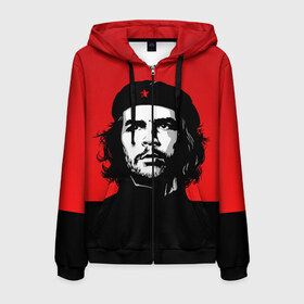 Мужская толстовка 3D на молнии с принтом Che Guevara в Тюмени, 100% полиэстер | длина до линии бедра, манжеты и пояс оформлены мягкой тканевой резинкой, двухслойный капюшон со шнурком для регулировки, спереди молния, по бокам два кармана | 