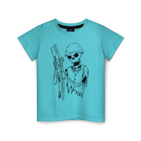 Детская футболка хлопок с принтом Скелетон геодезист (черн.) в Тюмени, 100% хлопок | круглый вырез горловины, полуприлегающий силуэт, длина до линии бедер | геодезист | геодезия | скелет