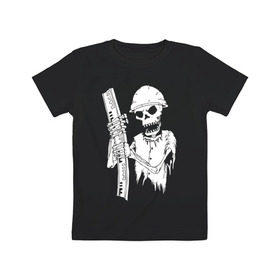 Детская футболка хлопок с принтом Скелетон геодезист (бел.) в Тюмени, 100% хлопок | круглый вырез горловины, полуприлегающий силуэт, длина до линии бедер | surveyor | геодезист | геодезия | скелет