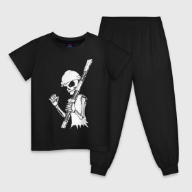 Детская пижама хлопок с принтом Скелетон геодезист 2 (бел.) в Тюмени, 100% хлопок |  брюки и футболка прямого кроя, без карманов, на брюках мягкая резинка на поясе и по низу штанин
 | 