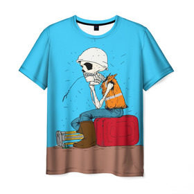 Мужская футболка 3D с принтом Скелетон геодезист 3D в Тюмени, 100% полиэфир | прямой крой, круглый вырез горловины, длина до линии бедер | surveyor | геодезист | геодезия | скелет | скелетон